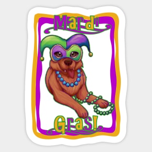 Mardi Gras Dog Sticker
